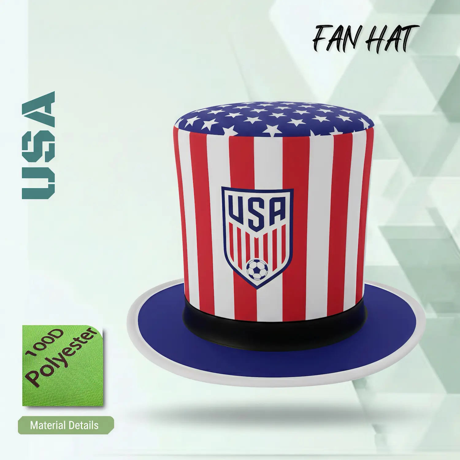 USA Soccer Team Sublimation Fan Hat-SKU: NPS-WCP-FAN-003