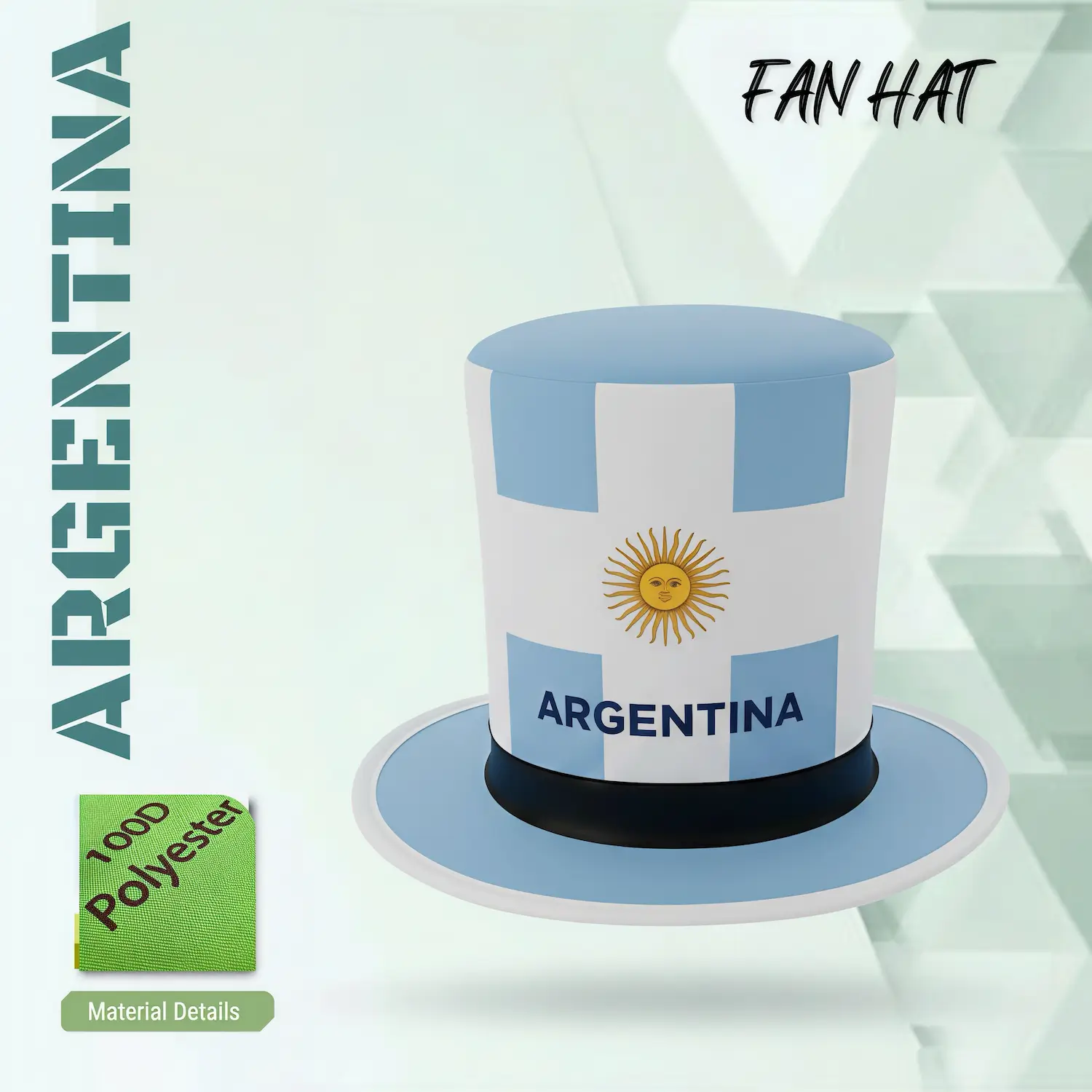 Argentina Flag Sublimation Fan Hat-SKU: NPS-WCP-FAN-003