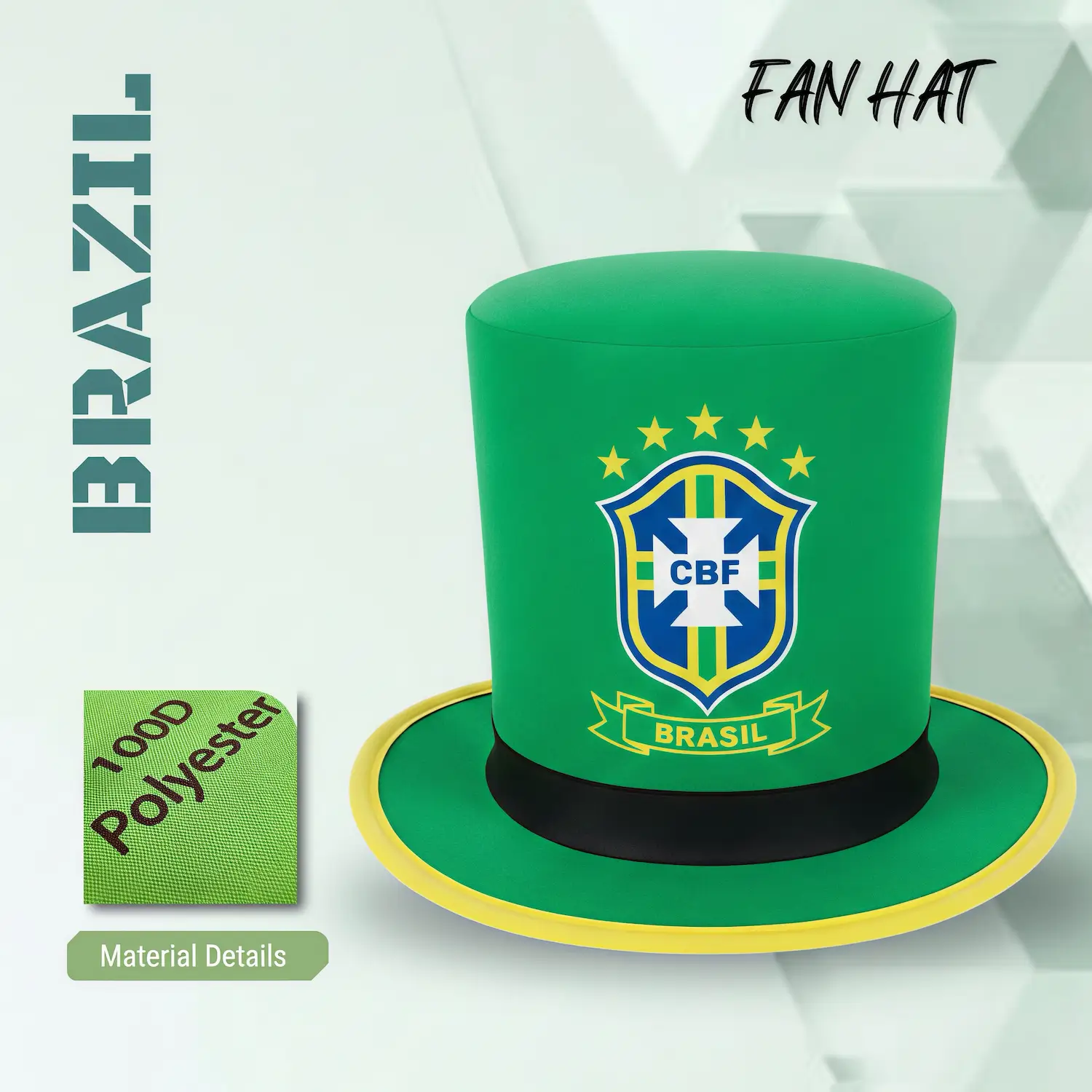 Brazil National Team Sublimation Fan Hat-SKU: NPS-WCP-FAN-003