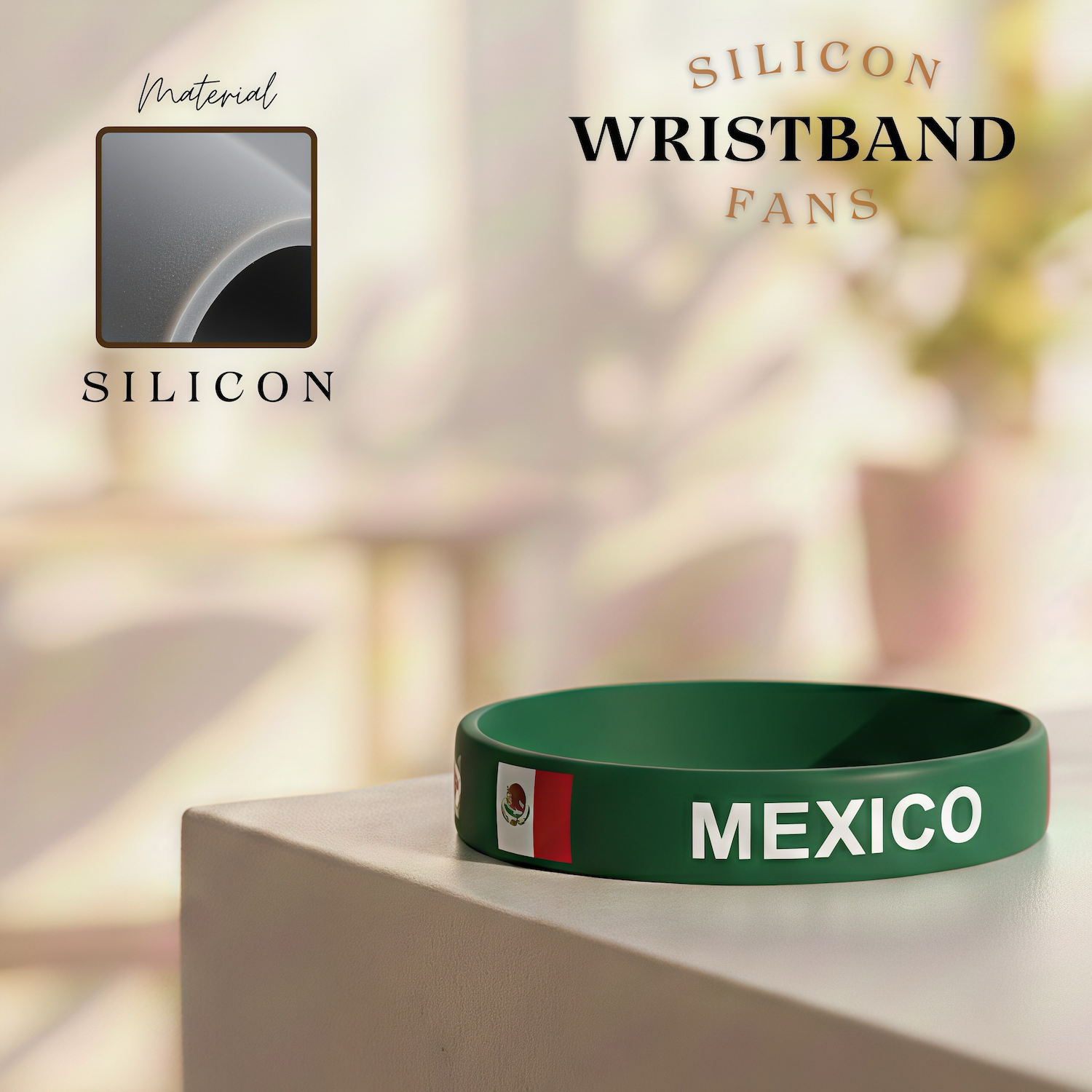 2026 FIFA World Cup Mexico National Team Silicone Wristband - SKU:NPS-WCP-FAN-035